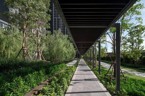 Covered walkway Walkway Canopy Design, Covered Walkway Design, Covered Walkway Architecture, Cover Walkway, Pedestrian Plaza, Urban Element, Covered Walkways, Farm Office, Master Planning