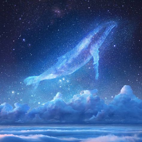 Space Whale, Whale Song, Blue Aesthetic Dark, Sea Of Stars, Everything Is Blue, Blue Pictures, Dreamy Art, Night Aesthetic, الرسومات اللطيفة