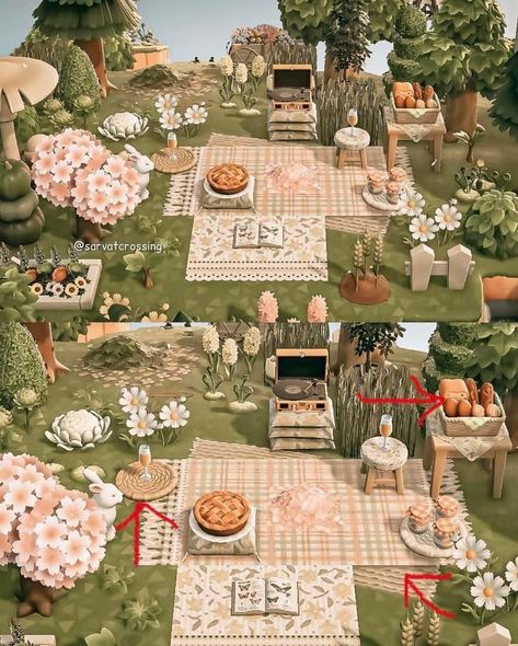 Cottagecore Yard, Cottage Core Animal Crossing, Cottagecore Animal Crossing, Cottagecore Picnic, Acnh Cottagecore, Animal Crossing Pocket Camp, The Cliff, New Animal Crossing, Picnic Set