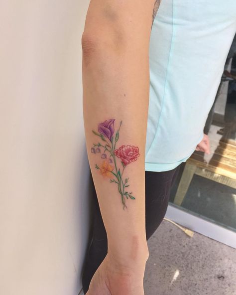 Flowers on Outer Forearm Tattoo Side Forearm, Tattoo Side, Outer Forearm Tattoo, Forearm Flower Tattoo, Tattoo For Boyfriend, Basic Tattoos, Flower Tattoo Drawings, Tattoos For Women Flowers, Flower Tattoo Shoulder