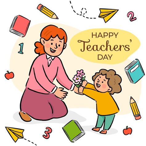 7 Marsi, Teachers Day Painting, Cute Teacher Cartoon, Children's Day Message, Geek Pride Day, Teachers Day Drawing, Support Illustration, Back To School Background, School Background