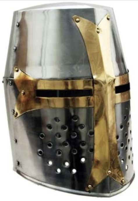 Crusader Helmet, Medieval Knight Armor, Armor Cosplay, Medieval Helmets, Barrel Decor, Crusader Knight, High Middle Ages, Knights Helmet, Viking Helmet