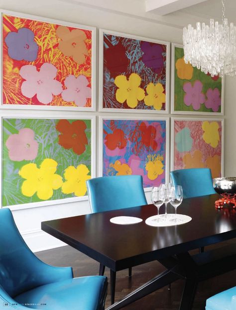 andy warhol collage C Z Guest, Cornelia Guest, Warhol Flowers, Warhol Factory, Andy Warhol Flowers, Andy Warhol Inspired, Andy Warhol Pop Art, House Dining Room, English Room