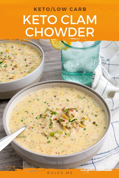 New England clam chowder belongs in a soup category of its own. So creamy and comforting, there is nothing like good clam chowder. However, after taking a closer look, you'll often find high-carb veggies and all-purpose flour lurking in every spoonful. These two ingredients turn what could be a keto-friendly staple into a carb-laden soup.  It’s time to flip the script on clam chowder by making it both healthy and satisfying with one simple keto recipe. #ketomeals #ketosoup #ketorecipes Keto Clam Chowder, New England Clam Chowder, Low Carb Soup Recipes, Lost 50 Pounds, Simple Keto, Low Carb Soup, Clam Chowder, High Carb, Keto Cooking