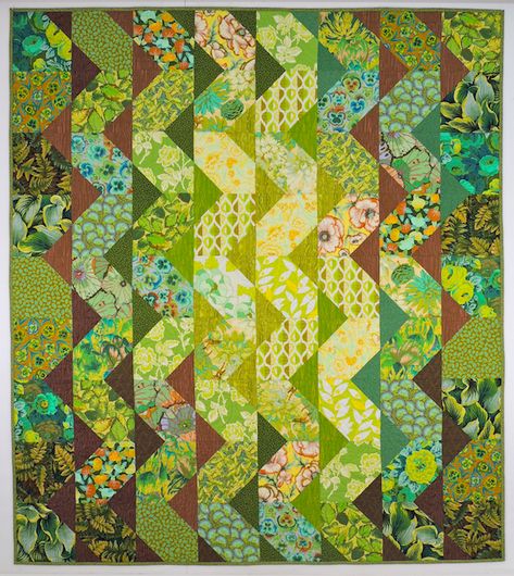 SpringLeaf Studios: Into the Woods - Cascade Quilt Pattern Cascade Quilt, Charm Square Quilt, Watercolor Quilt, Kaffe Fassett Quilts, Charm Quilt, Batik Quilts, Pdf Quilt Pattern, Green Quilt, Triangle Quilt