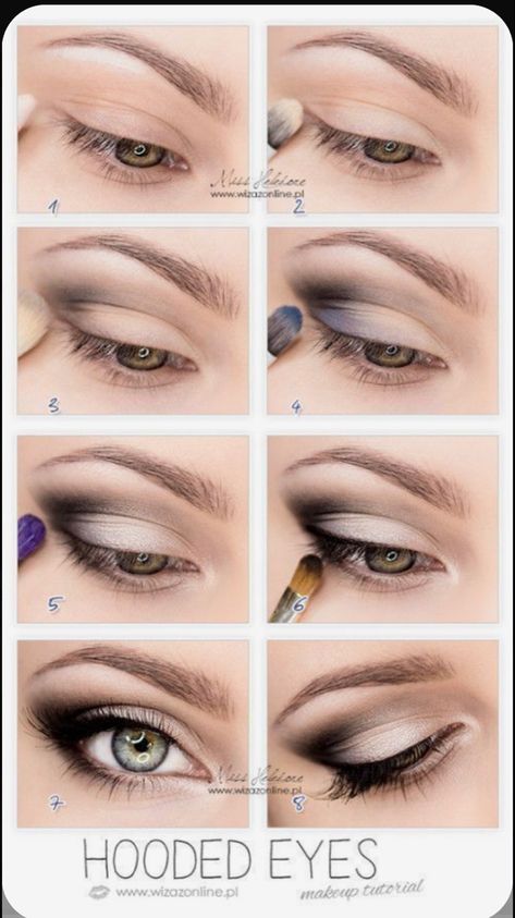 Make Up Mata, Hooded Eye Makeup Tutorial, Trendy Eyeshadow, Easy Makeup Tutorial, Smink Inspiration, Hooded Eye Makeup, Eye Makeup Steps, Makijaż Smokey Eye, Trendy Makeup