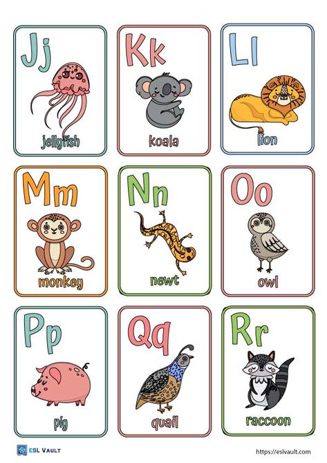 animal alphabet cards Alphabet Cards Printable Free, Alphabet Picture Cards, Letter Flashcards, Childrens Alphabet, Abc Cards, Alphabet Pictures, Animal Letters, Printable Animals, Printable Flash Cards