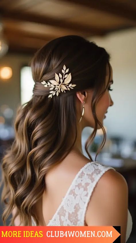 23 Stunning Fall Wedding Hairstyles for Brides and Bridesmaids Matron Of Honor Hairstyles, Burgundy Hair Accessories, Satin Hair Wrap, Romantic Updos, Cascading Curls, Hairstyles Fall, Hairstyles For Brides, Side Swept Curls, Fall Wedding Hairstyles