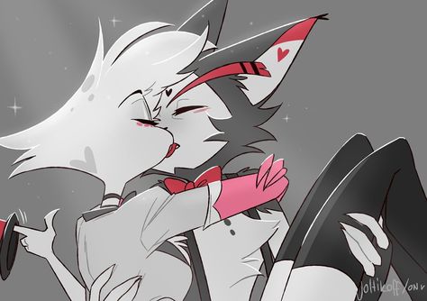 Huskerdust Fanart Kiss, Huskerdust Fanart Spicy, Husker Dust, Hotel Artwork, Drunk Cat, Hazbin Hotel Husk, Monster Hotel, Harbin, Writing Art