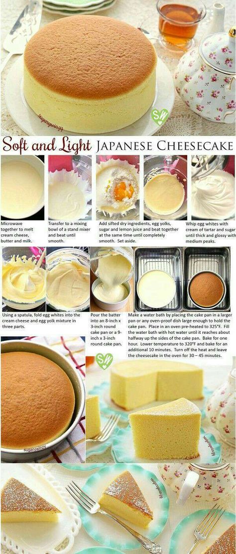 Japanese Cheesecake Step by Step! - Musely Kuih Lapis, Resepi Biskut, Kek Lapis, Resipi Kek, Japanese Cake, Japanese Cheesecake, Healthy Baking, Cheesecake Recipes, Cooking And Baking