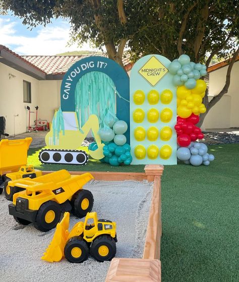 Construction Theme Backdrop, Construction Backdrop Birthday, Muted Construction Party, Construction 2nd Birthday Party Target, I’m Digging Being 2 Birthday Decor, Dump Truck Birthday, Construction Theme Party, 2nd Birthday Party For Boys, Construction Zone