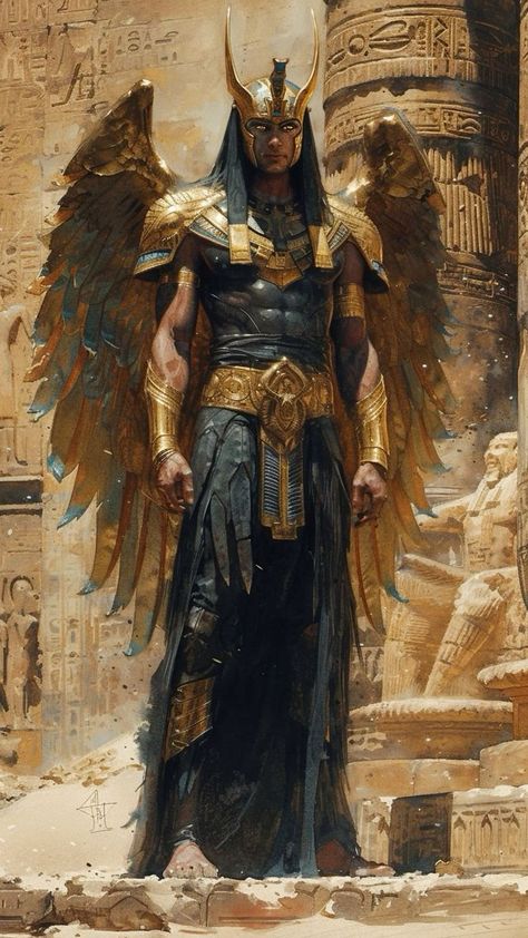 ♔ Mythologie Égyptienne Egyptian Character Design, Egyptian Warrior, African Superhero, Starověký Egypt, Egypt Concept Art, Code Lyoko, Rpg Maps, Air Plane, Egypt Art