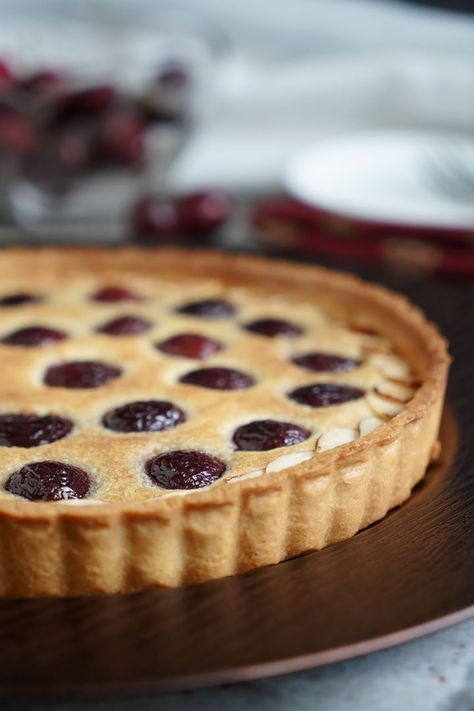 Almond Cream Tart, Cherry Frangipane Tart, Cherry Almond Tart, Unique Sweets Recipes, Cherry Tart Recipe, Almond Frangipane, Almond Tart, Frangipane Tart, Tart Dough