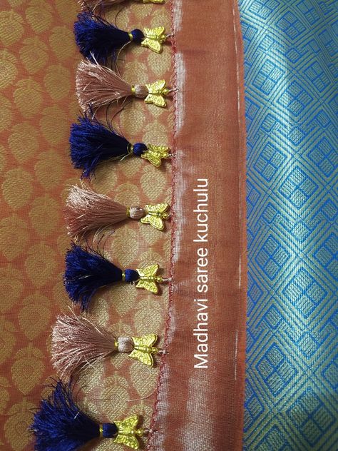 Kongulu Designs Latest, Kuchulu For Pattu Sarees, Saree Kuchulu Latest Designs, Saree Knots, Kuchulu Designs, Saree Kuchulu, Blouse Hangings, Latest Blouse Neck Designs, Tassels Design