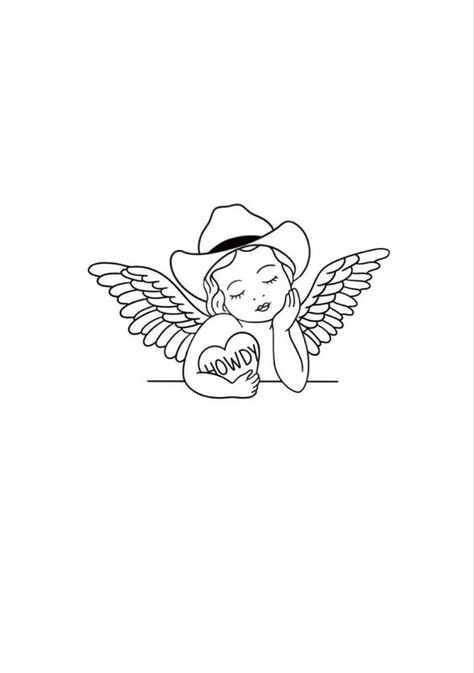 Cowboy Hat Tattoo, Hat Tattoo, Chest Tattoo Ideas, Minimalist Tattoo Ideas, Cherub Tattoo, Dallas Cowboys Hats, Chest Hair, Remembrance Tattoos, Business Hub