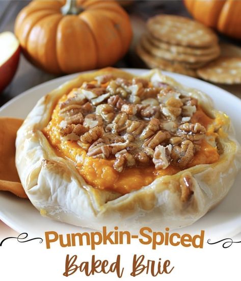 Pumpkin Butter Baked Brie, Baked Brie With Pumpkin Butter, Halloween Baked Brie, Baked Brie Pumpkin, Brie Pumpkin, Pumpkin Baked Brie, Pumpkin Brie, Pumpkin Appetizers, Spooky Dinner