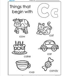 Things that Begin with A-Z | A Wellspring of Worksheets Science Worksheets For Kindergarten, Preschool Alphabet Printables, Printable Worksheets For Kindergarten, Cake Car, Letter Worksheets For Preschool, Beginning Sounds Worksheets, Cow Cat, Kindergarten Reading Activities, Phonics Books