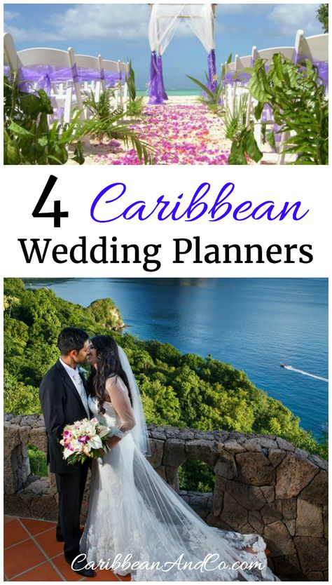 Want to get married in the Caribbean? Here are four Caribbean wedding planners to consider.  They can help you plan and come up with Caribbean-themed wedding ideas. Caribbean Honeymoon, Honeymoon Tips, Free Wedding Planner, Honeymoon Locations, Caribbean Destinations, Honeymoon Resorts, Beach Honeymoon, Caribbean Wedding, Caribbean Vacations