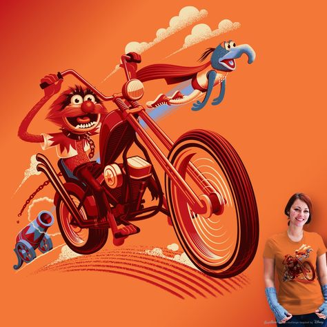 ..And They're Off! on Threadless Animal Muppets, Muppet Mayhem, Retro Animation, Muppets Animal, Animal Muppet, Vw Trike, Angel Wings Art, Sesame Street Muppets, Childhood Characters