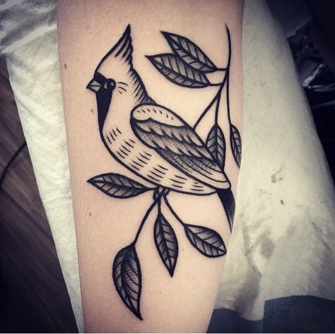 #christianlanouette Traditional Cardinal Tattoo Black, Cardinal Tattoo American Traditional Black And White, Traditional Style Bird Tattoo, Traditional Cardinal Tattoo, Bird Tattoo Traditional, Isaiah Tattoo, Nice Tattoo Ideas, White Bird Tattoos, Personal Tattoos