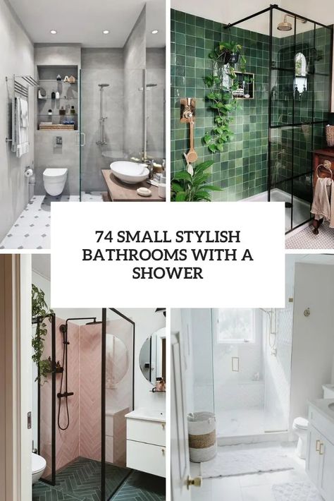 small stylish bathrooms with a shower cover Small Toilet And Shower Room Ideas, Guest Shower Bathroom, Stove Cleaner, Cottage Showers, Neutral Bathrooms, Wet Room Ideas, Bathroom Staging, Small White Bathrooms, Small Farmhouse Bathroom