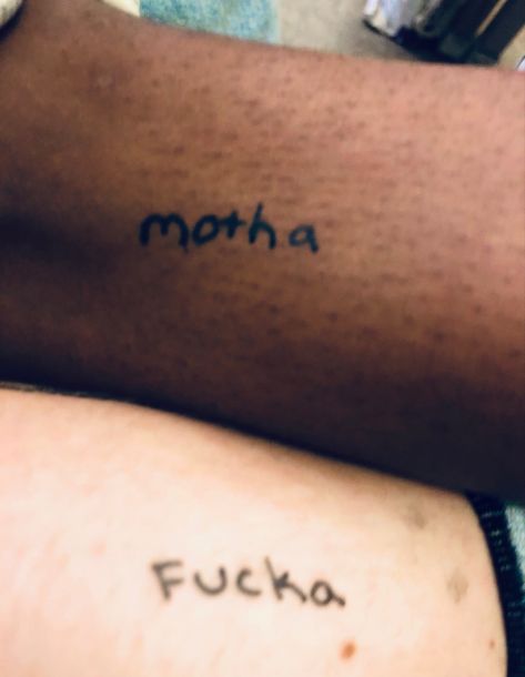 Tattoos To Match With Your Best Friend, Matching Tattoos To Get With Your Best Friend, Matching Arm Tattoos Best Friends, Tattoo Ideas For 4 People, Cool Small Matching Tattoos, Matching Tattoos Aesthetic Grunge, Tony Matching Tattoos, Matching Cousin Tattoos Funny, Goofy Matching Tattoos For Best Friends