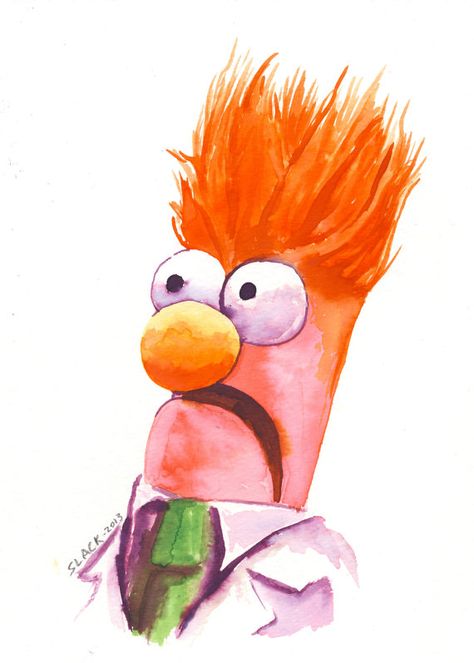 Beaker (5x7 print) Puppeteer Art, Beaker Muppets, Puppets Diy, Fraggle Rock, 5x7 Print, Pop Art Painting, Resin Painting, Jim Henson, Disney Tattoos