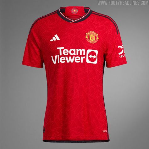 Manchester United 23-24 Home Kit Released - Footy Headlines Man United Kit, Manchester United Home Kit, Manchester United Shirt, Arsenal Liverpool, British Football, Football Jersey Outfit, Manchester United Football Club, Manchester United Football, Yeezy 700