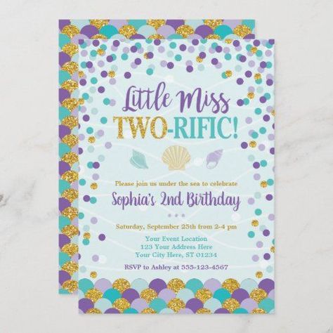 $2.61 | Mermaid 2nd Birthday Invitation | Under the Sea #mermaidbirthday #underthesea #mermaidtail #birthdayparty #firstbirthday #1stbirthday #girlbirthdayparty #watercolormermaid #glittermermaid #mermaidinvitation Mermaid 2nd Birthday, Mermaid Birthday Party Invitations, Mermaid Invitation, 2nd Birthday Party For Girl, Birthday Mermaid, Birthday Invitations Diy, Mermaid Invitations, Mermaid Birthday Invitations, 2nd Birthday Party Themes