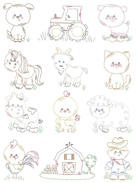 Farm Embroidery, Modern Hand Embroidery Patterns, Vintage Embroidery Transfers, Farm Vintage, Crewel Embroidery Patterns, Hand Embroidery Patterns Free, Embroidery Transfers, Embroidery Patterns Vintage, Learn Embroidery