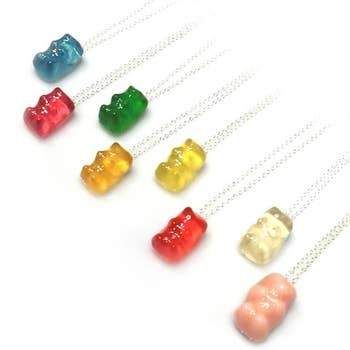 11:11 Gummy Bear Necklace Gummy Bear Candy, Strawberry Necklace, Candy Necklaces, Fruit Jewelry, Candy Jewelry, Bear Necklace, Diy Resin Crafts, Gummy Bear, Resin Ring