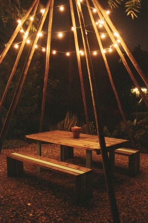 Picnic Table Lighting, Garden Bench And Table, Garden Table Ideas, Picnic Table Ideas, Carla Aston, Fire Pit Plans, Snowmass Colorado, Picnic Garden, Simple Garden