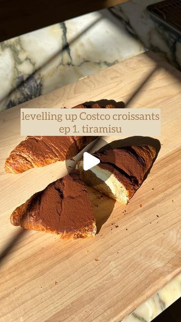 Costco Croissants Recipe, Costco Croissant Hack, Stuffed Croissants Dessert, Croissant Recipe Stuffed, Croissants Recipe Stuffed, Tiramisu Croissant, Sweet Croissants, Costco Croissants, Croissant Filling