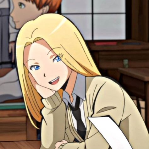 — % nakamura icon Rio Assination Classroom, Rio Assassin Classroom, Rio Nakamura Icon, Assassinations Classroom Oc Girl, Nakamura Rio, Strong Female Anime Characters, Rio Nakamura, Yellow Cartoon Characters, Yellow Cartoon