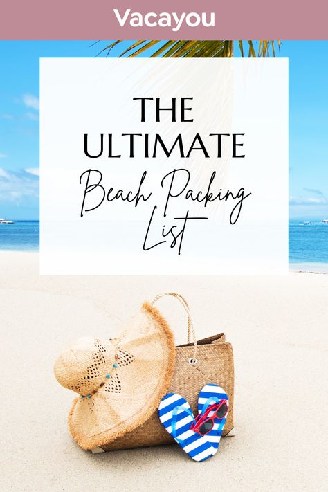 Beach packing list with sun hat and beach bag Beach Aestethic, Essential Packing List, Beach Packing List, Waikiki Hawaii Beach, Beach List, Beach Vacation Packing List, Packing Essentials List, Waikiki Hawaii, Beach Packing