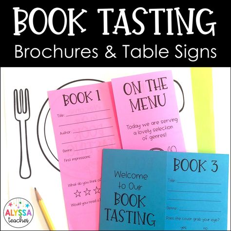 Hosting a book tasting in your classroom or school library is fun and easy with this low-prep set! This is a great way to expose your upper elementary students to a variety of genres with a fun, hands-on activity! Book Tasting Elementary, Elementary Librarian, Genre Study, Read A Thon, Book Tasting, Library Plan, School Library Displays, Library Work, Library Book Displays