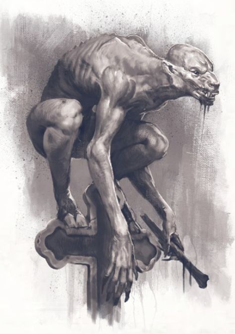 Ghoul (Call Of Cthulhu 7th Edition: Malleus Monstrorum Volume 1) Guerriero Samurai, Call Of Cthulhu Rpg, Mythical Monsters, Beast Creature, Werewolf Art, Vampires And Werewolves, Horror Monsters, 다크 판타지, Creature Drawings