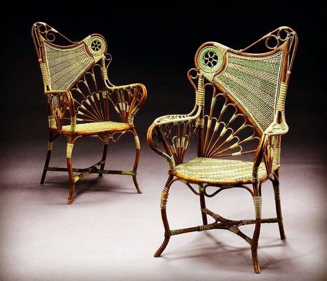 #theworldartnouveau #artnouveauaroundtheworld #artnouveau #liberty #jugendstil #artnouveaudotclub #artnouveauarchitecture #artnouveau_photo… Art Nouveau Interior, Wicker Armchair, Art Nouveau Furniture, Motif Art Deco, French Art Nouveau, Painted Wicker, Art Nouveau Architecture, Fantastic Furniture, Wicker Chairs