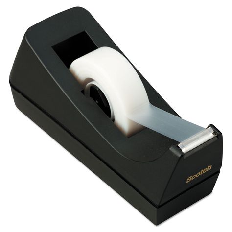 Scotch - Desktop Tape Dispenser, 1" Core, Weighted Non-Skid Base - Black - Sam's… Office Tape, Tape Dispensers, Styled Desktop, Black Desktop, Clear Tape, Packaging Tape, Scotch Tape, Tape Dispenser, Make A Gift