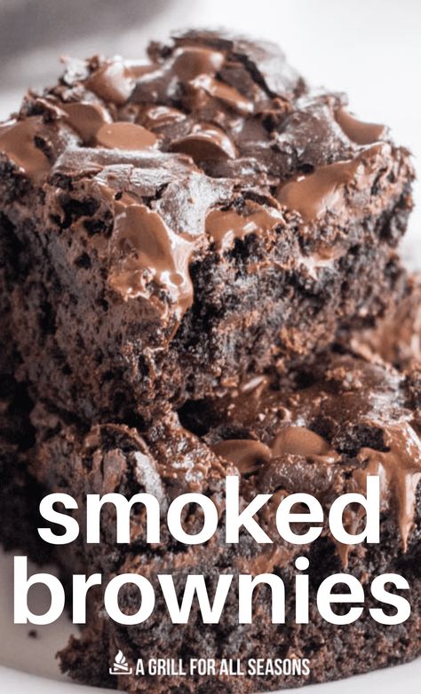 Brownies On The Smoker, Smoker Brownies, Easy Smoked Desserts, Smoked Baked Goods, Traeger Brownies, Pellet Grill Desserts, Smoked Cookie Recipes, Desserts On The Smoker, Smoked Cobbler Recipes