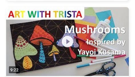 Yayoi Kusama Art Lesson For Middle School, Yayoi Kusama Mushroom, Asian Art Projects, Homeschool Art Projects, Middle School Art Projects, 2nd Grade Art, 3rd Grade Art, Classroom Art, Virtual Classroom