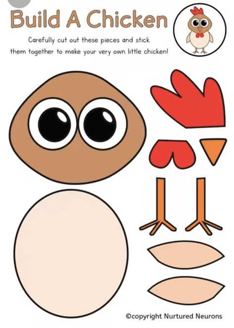 Chicken Craft, Farm Theme Preschool, Farm Animal Crafts, Farm Craft, Chicken Crafts, Cute Chicken, Simple Chicken, Farm Crafts, Hand Crafts For Kids