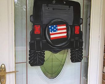 Jeep Door Hanger, Jeep Crafts, Interchangeable Door Hanger, Jeep Doors, Jeep Wrangler Accessories, Black Jeep, Wrangler Accessories, Jeep Jeep, Jeep Lover