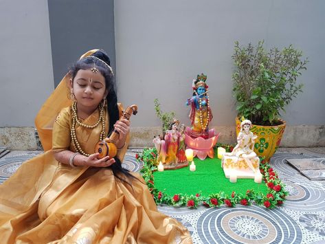 God Makeup, Festival Photoshoot, Gauri Ganpati, Krishna Jayanthi, Clay Idea, Fancy Dress Competition, Dress School, Toddler Photoshoot, Kids Party Wear Dresses