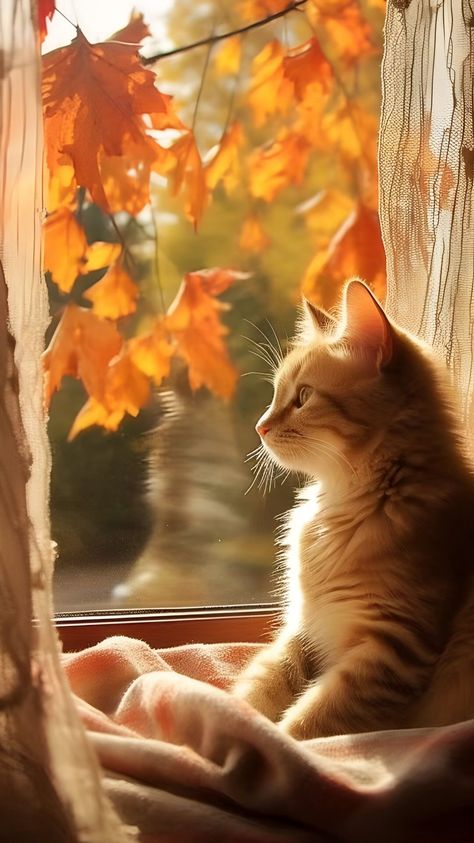 Cat In The Garden, Fall Cat, Regard Animal, Chilling At Home, Autumn Cat, Autumn Animals, Fall Cats, Cat Hacks, The Flood