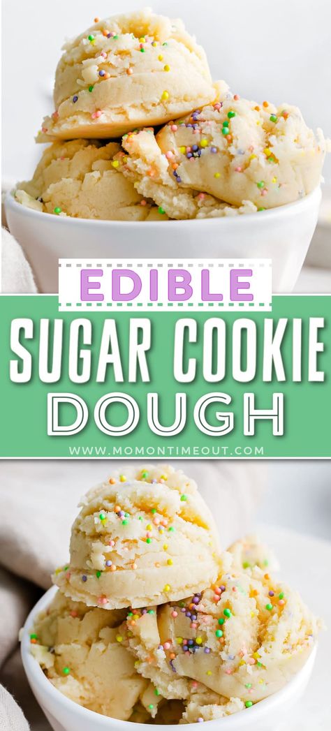 Heat Treated Flour, Easy Sugar Cookie Dough, Cookie Dough For One, Edible Sugar Cookie Dough, Sugar Cookie Dough Recipe, Cookie Dough Ingredients, No Bake Sugar Cookies, Cookie Dough To Eat, Edible Cookie Dough Recipe