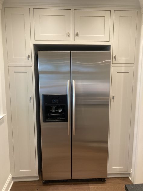 48 Inch Fridge In Kitchen, Oversized Fridge And Freezer, Counter Depth Fridge With Cabinets, Counter Depth Fridge Vs Standard, Cabinet Layout, 60” Refrigerator, Kitchen Cabinet Layout, Designer Kitchens, Kitchen Fridges