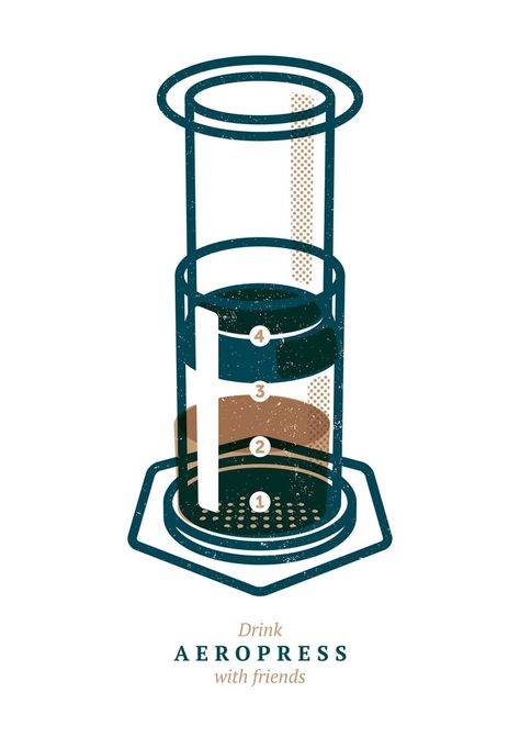 aeropress Aeropress Coffee Illustration, Coffee Illustrations, Coffee Poster Design, Aeropress Coffee, Coffee With Alcohol, Coffee Latte Art, Coffee Icon, Coffee Roastery, Coffee World