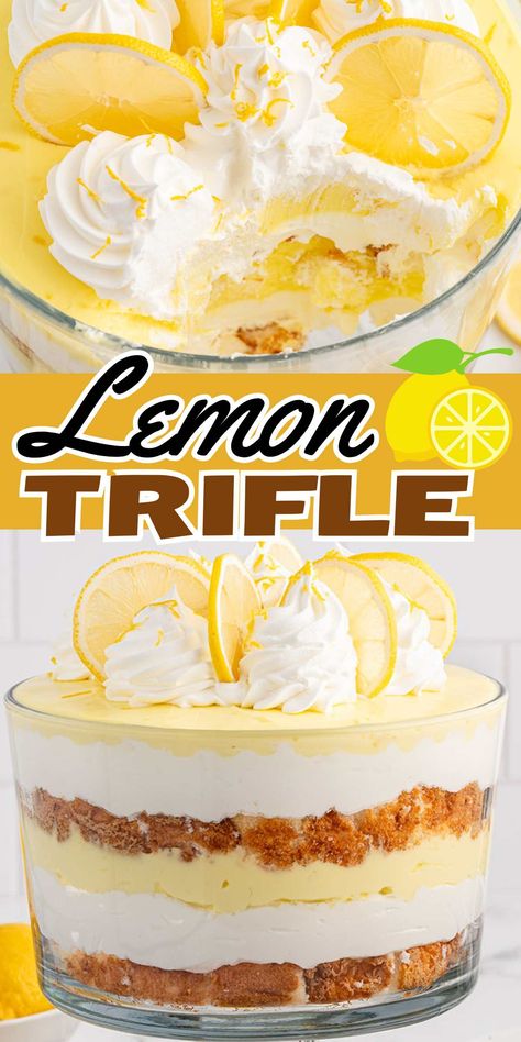 This is the best Lemon Trifle recipe for spring and summer! Loaded with layers of store-bought cake cubes, creamy pudding, and Cool Whip, this bright, beautiful, layered dessert delivers sweet and tart flavors in every bite. Lemon Trifle Recipes, Healthy Trifle, Pudding And Cool Whip, Lemon Trifle, Trifle Cake, Trifle Dessert Recipes, Tart Flavors, Trifle Recipes, Butterbeer Recipe