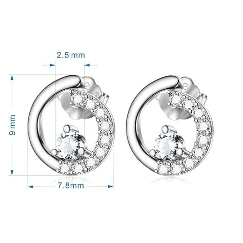 Earrings, Stud, Sterling Silver Tiny Open Circle Stud Earrings with Zircon Paved White Gold Plated Women CZ Jewelry - CZ1845NYGRA  #Earrings #designer #jewelry #fashionwomen #outfits #style #Stud Stud Earrings Unique, Circle Stud Earrings, Circle Earrings Studs, Circle Studs, Cz Jewelry, Earrings Stud, Women's Earrings, Gold Plate, Jewelry Design